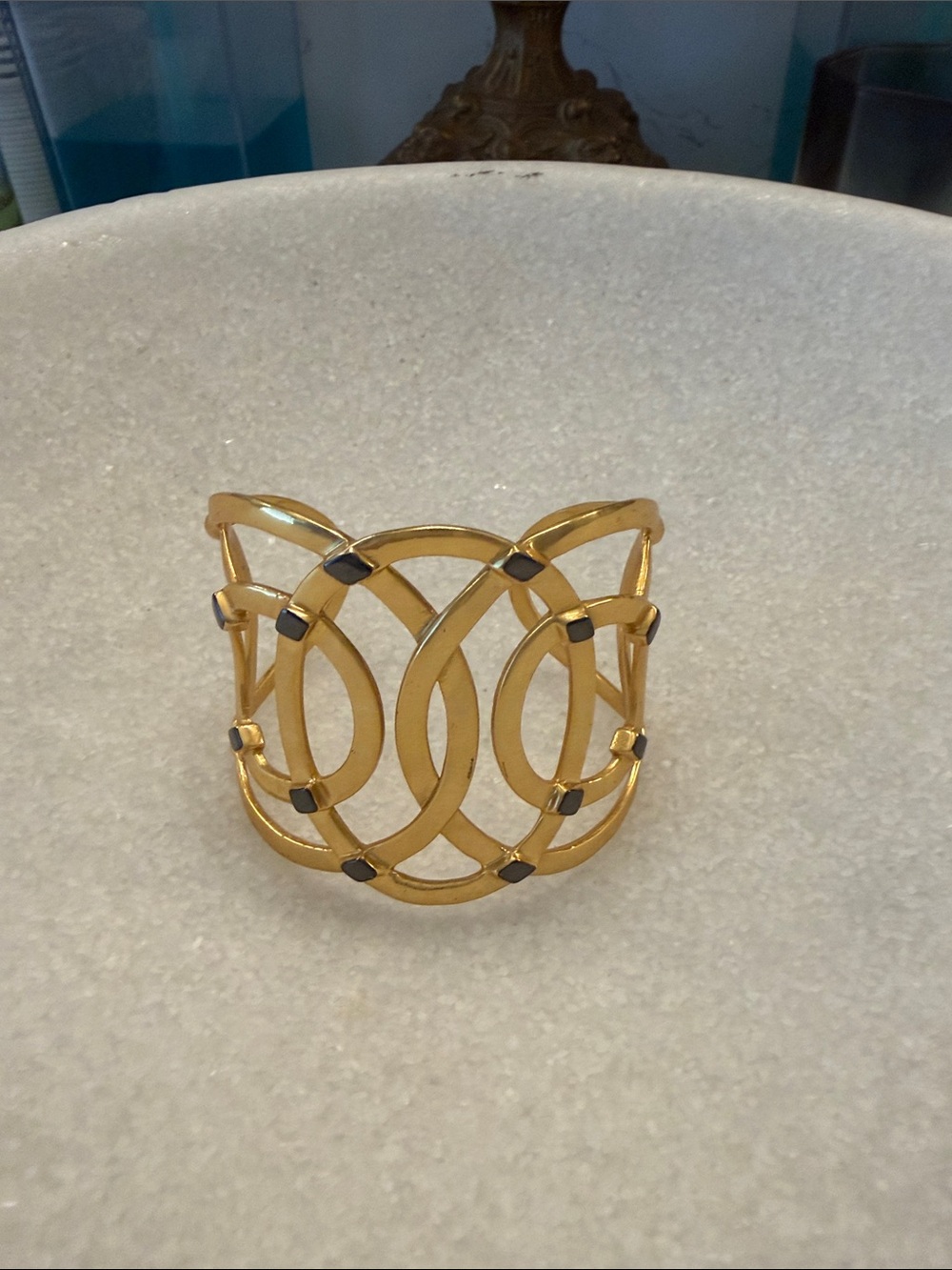 Julie Vos Gold Openwork Cuff Bracelet with Black Accents - Women's Jewelry